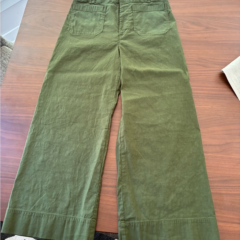 Anthropologie Olive Utility Wide-Leg Pants
